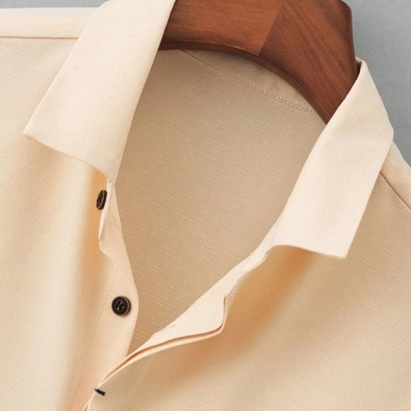 Khaki Basic Men's Button Up Shirt - Picture 6 of 6